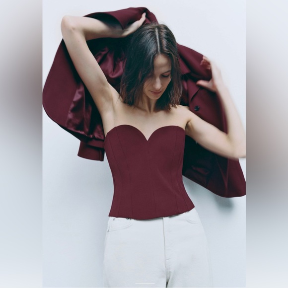 Zara Wine🍷🍷🍷 Sweetheart Neckline Bustier - Size Small - NWT - Picture 5 of 7